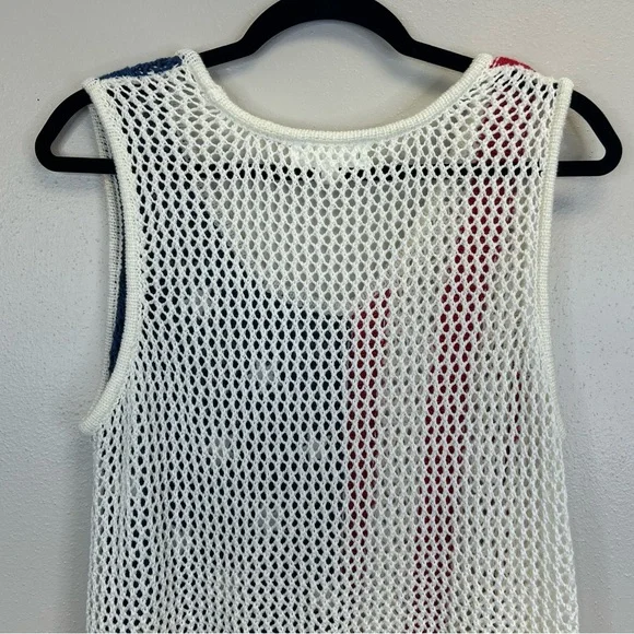 Cloud Chaser 1X Womens Knit American Flag Fringe Tank Top USA Summer Patriotic - Picture 7 of 9